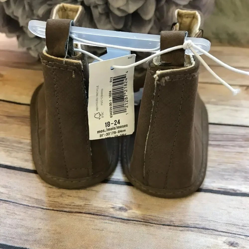 Old Navy Girls Boys Boots Size 18-24 mo 5 Brown‎ October Soft Sole NEW